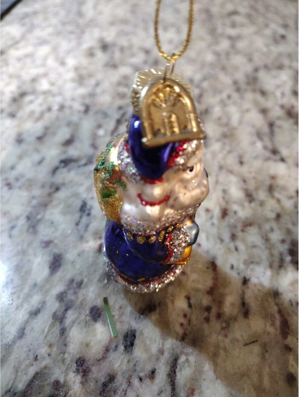 Vintage Santa w Gifts blown glass Christmas Ornament, 3.25